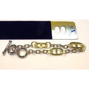 Two-Tone Toggle Bracelet Silver & Gold Chain Design